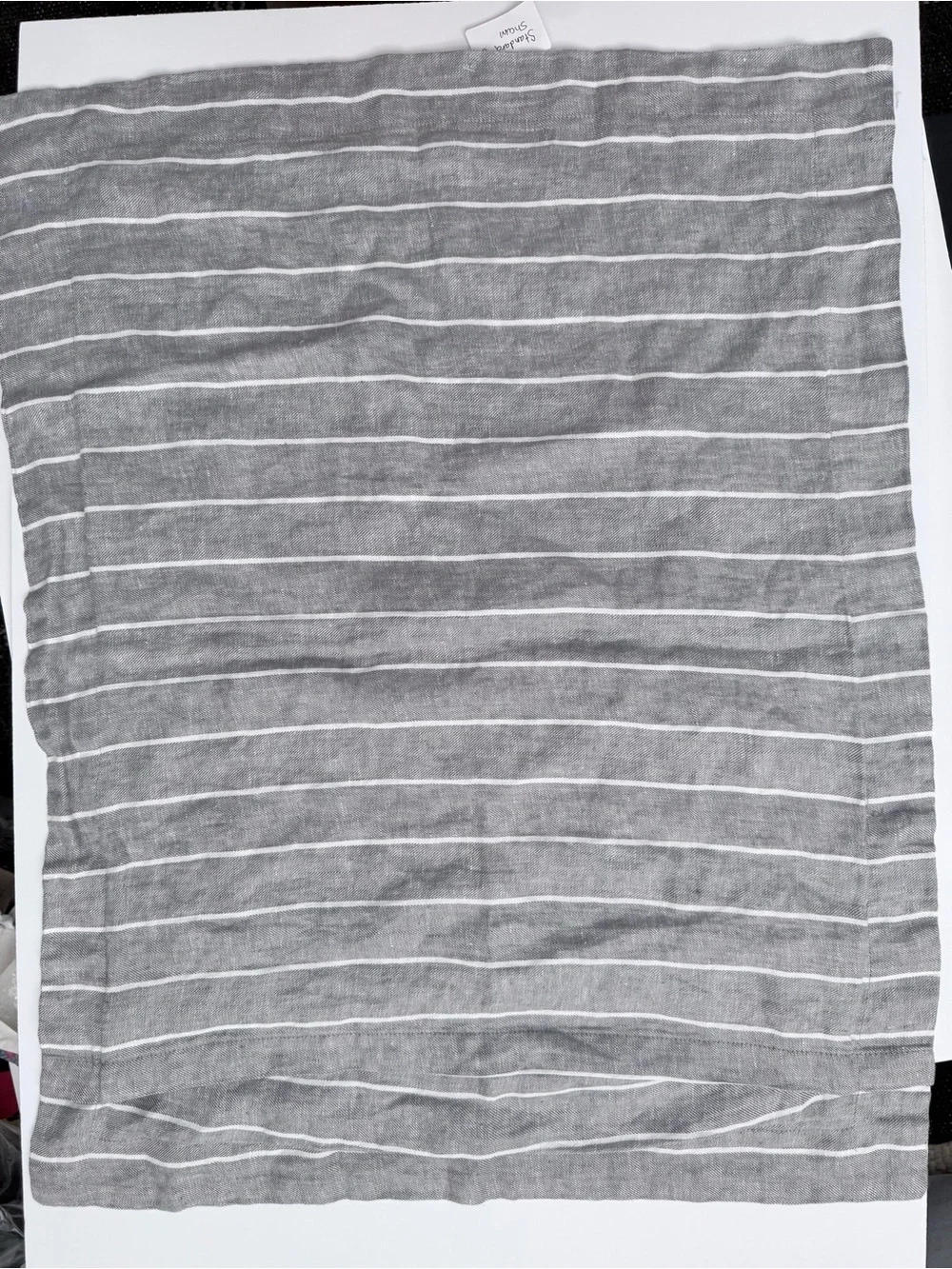 POTTERY BARN Belgian Flax Linen Striped King Sham - Gray & White